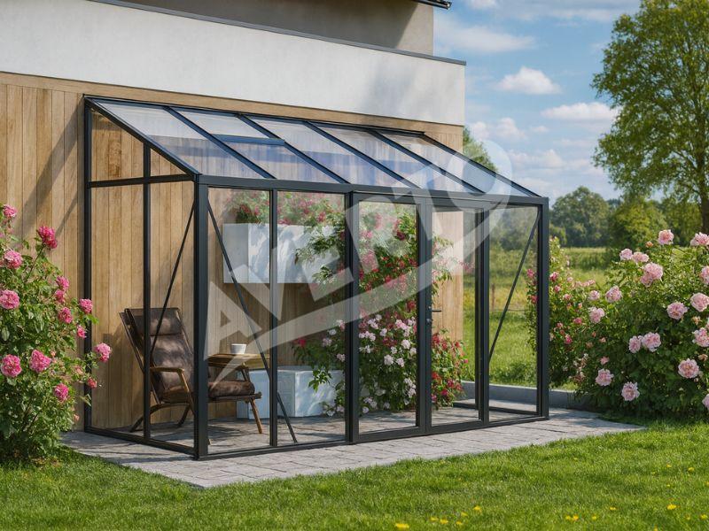 Klaaskasvuhoone LeanTo'160x385
